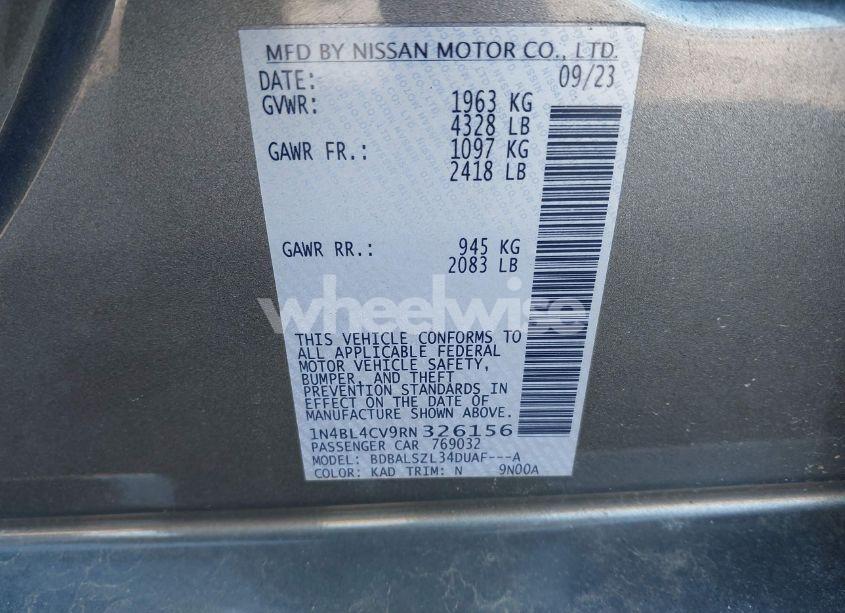 Photo 9 of 2024 Nissan Altima SR FWD (VIN 1N4BL4CV9RN326156)