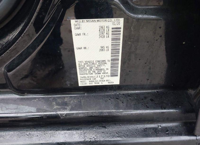 Photo 9 of 2020 Nissan Altima SR FWD (VIN 1N4BL4CVXLC217370)