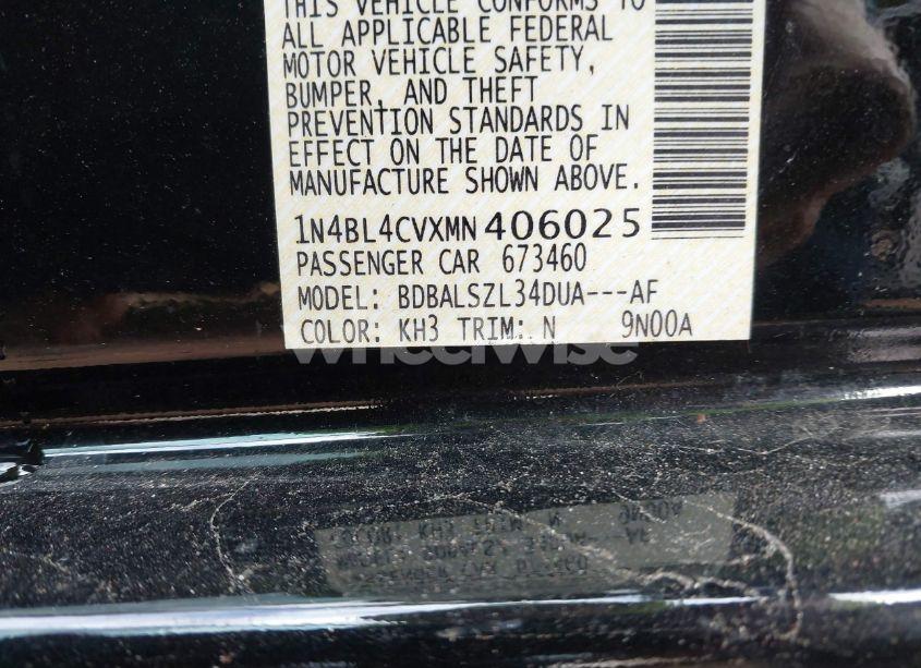 Photo 9 of 2021 Nissan Altima SR FWD (VIN 1N4BL4CVXMN406025)