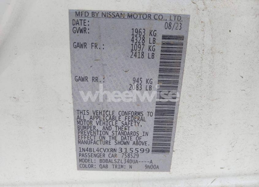 Photo 9 of 2024 Nissan Altima SR FWD (VIN 1N4BL4CVXRN315599)