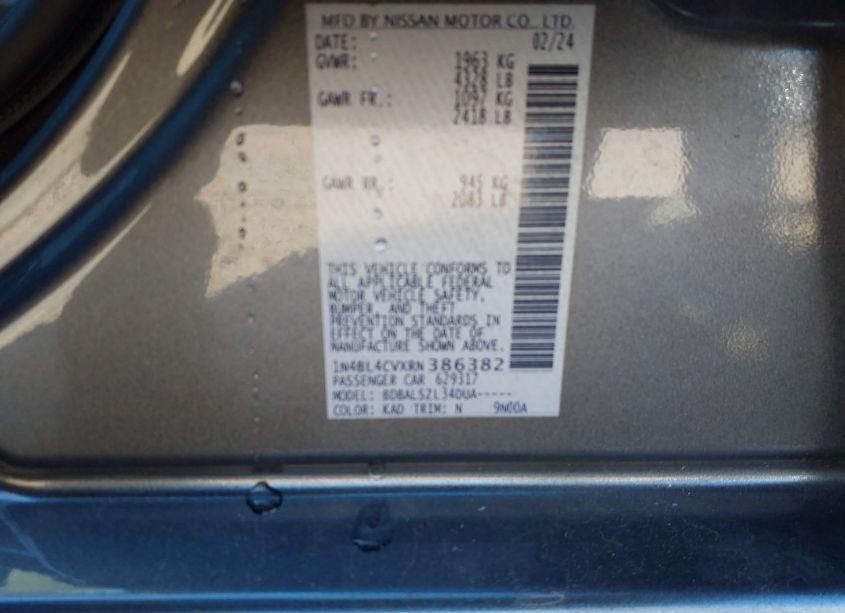 Photo 9 of 2024 Nissan Altima SR FWD (VIN 1N4BL4CVXRN386382)