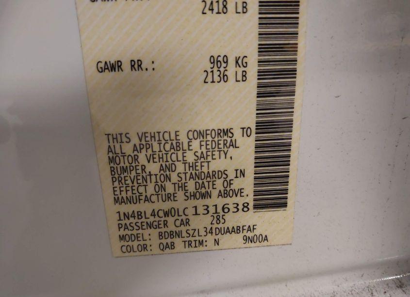 Photo 9 of 2020 Nissan Altima SR INTELLIGENT AWD (VIN 1N4BL4CW0LC131638)