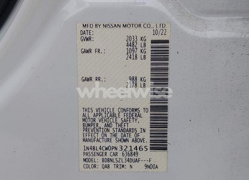 Photo 9 of 2023 Nissan Altima SR INTELLIGENT AWD (VIN 1N4BL4CW0PN321465)