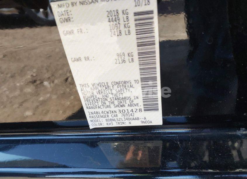 Photo 9 of 2019 Nissan Altima 2.5 SR (VIN 1N4BL4CW3KN301428)