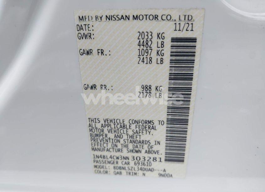 Photo 9 of 2022 Nissan Altima SR INTELLIGENT AWD (VIN 1N4BL4CW3NN303281)