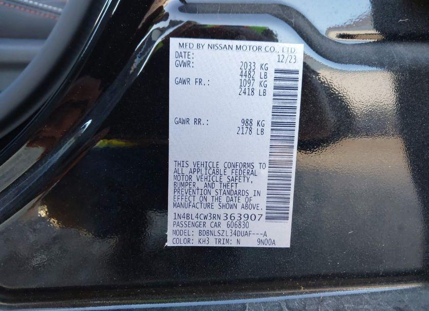 Photo 9 of 2024 Nissan Altima SR INTELLIGENT AWD (VIN 1N4BL4CW3RN363907)