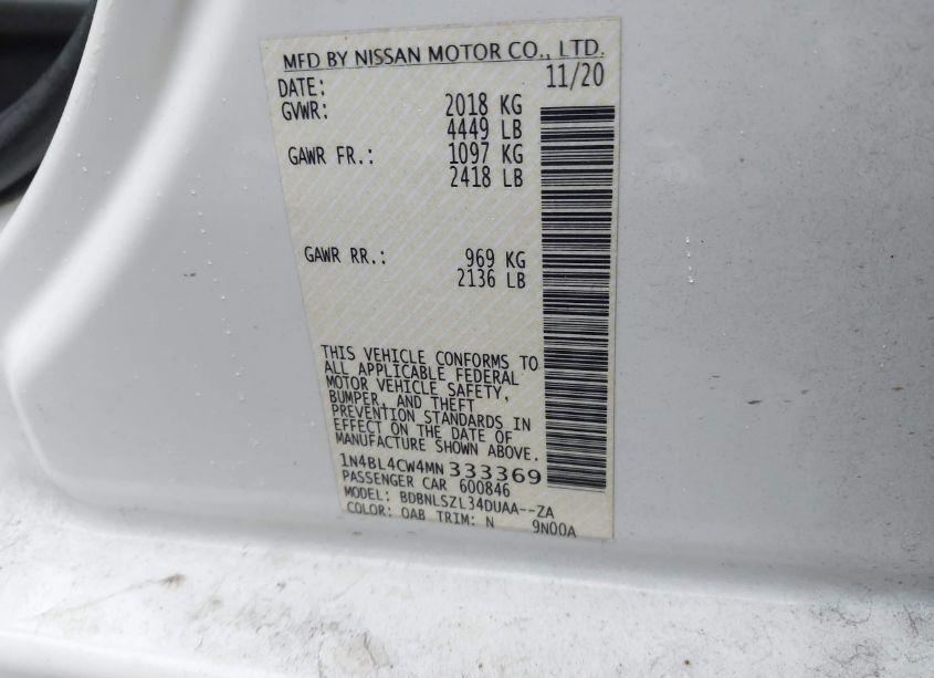 Photo 9 of 2021 Nissan Altima SR (VIN 1N4BL4CW4MN333369)