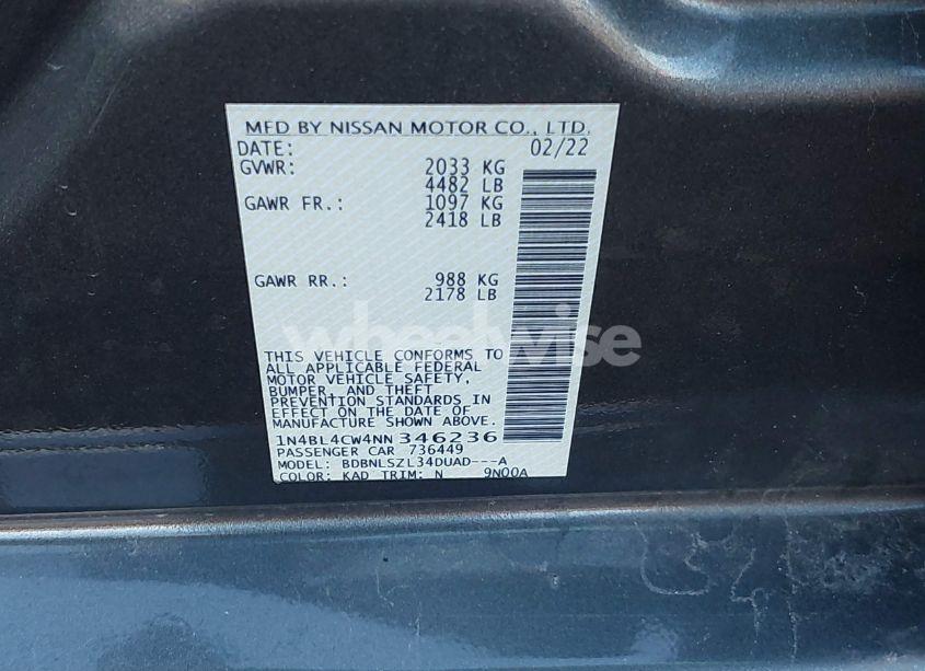 Photo 9 of 2022 Nissan Altima SR INTELLIGENT AWD (VIN 1N4BL4CW4NN346236)