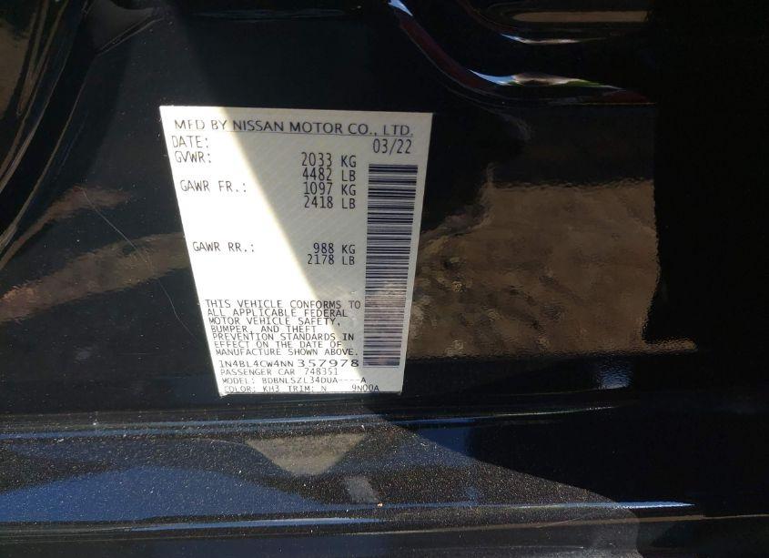 Photo 9 of 2022 Nissan Altima SR INTELLIGENT AWD (VIN 1N4BL4CW4NN357978)