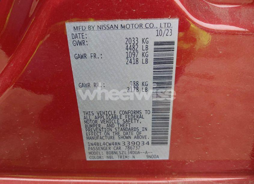 Photo 9 of 2024 Nissan Altima SR INTELLIGENT AWD (VIN 1N4BL4CW4RN339034)