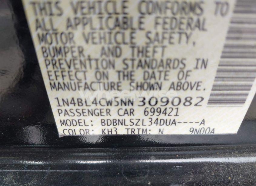 Photo 9 of 2022 Nissan Altima SR INTELLIGENT AWD (VIN 1N4BL4CW5NN309082)