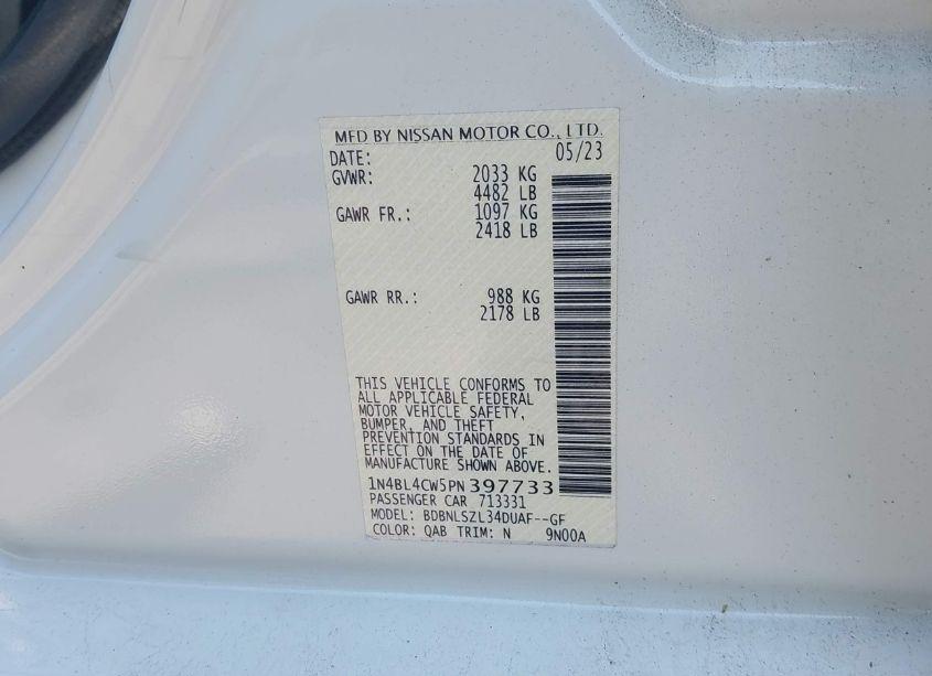 Photo 9 of 2023 Nissan Altima SR INTELLIGENT AWD (VIN 1N4BL4CW5PN397733)