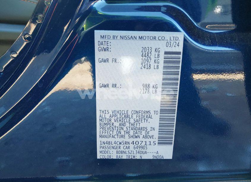 Photo 9 of 2024 Nissan Altima SR INTELLIGENT AWD (VIN 1N4BL4CW5RN407115)