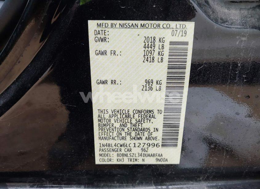 Photo 9 of 2020 Nissan Altima SR INTELLIGENT AWD (VIN 1N4BL4CW6LC127996)