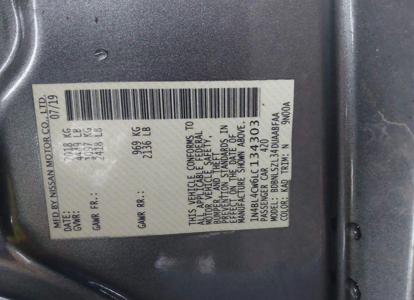 Photo 9 of 2020 Nissan Altima SR INTELLIGENT AWD (VIN 1N4BL4CW6LC134303)