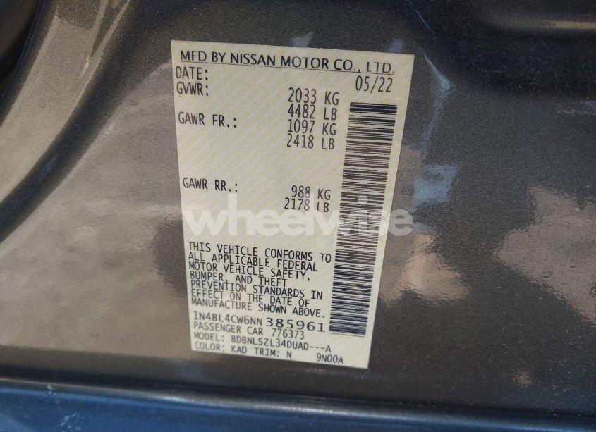 Photo 9 of 2022 Nissan Altima SR INTELLIGENT AWD (VIN 1N4BL4CW6NN385961)