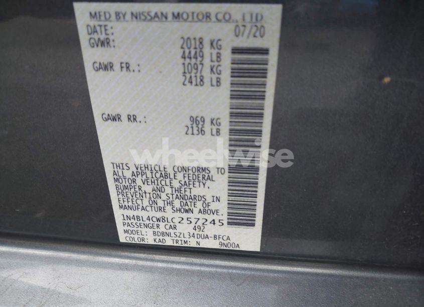 Photo 9 of 2020 Nissan Altima SR INTELLIGENT AWD (VIN 1N4BL4CW8LC257245)