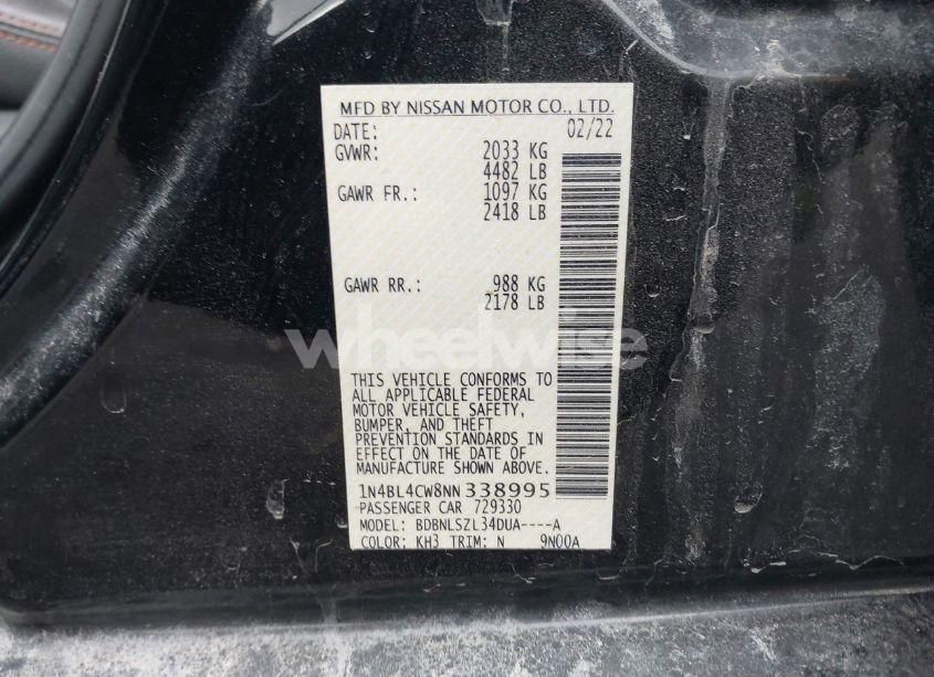 Photo 9 of 2022 Nissan Altima SR INTELLIGENT AWD (VIN 1N4BL4CW8NN338995)