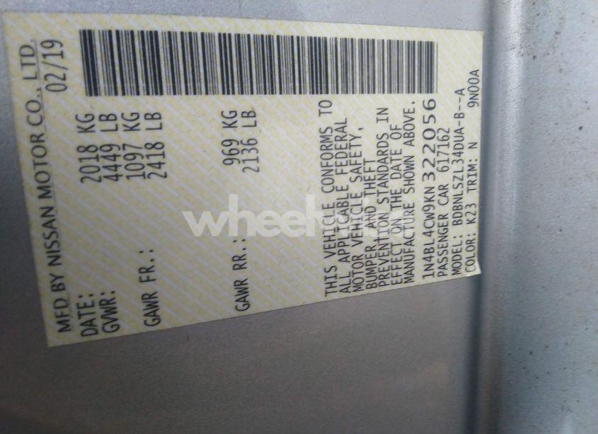 Photo 9 of 2019 Nissan Altima 2.5 SR (VIN 1N4BL4CW9KN322056)