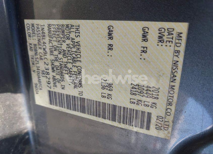 Photo 9 of 2020 Nissan Altima SR INTELLIGENT AWD (VIN 1N4BL4CW9LC238297)