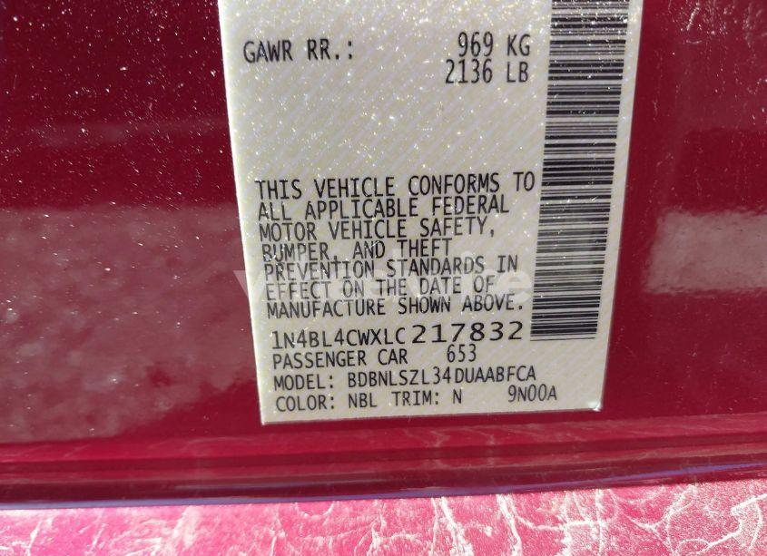 Photo 9 of 2020 Nissan Altima SR INTELLIGENT AWD (VIN 1N4BL4CWXLC217832)