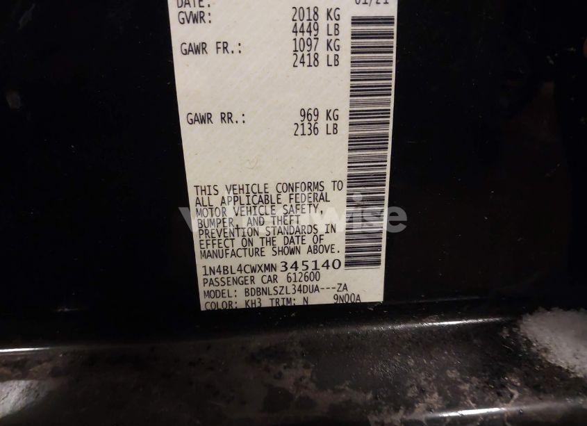 Photo 9 of 2021 Nissan Altima SR INTELLIGENT AWD (VIN 1N4BL4CWXMN345140)