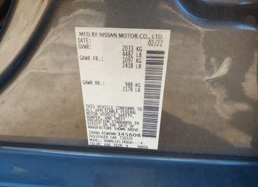 Photo 9 of 2022 Nissan Altima SR INTELLIGENT AWD (VIN 1N4BL4CWXNN345608)