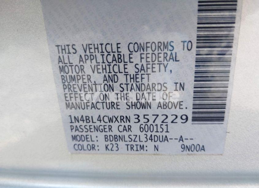 Photo 9 of 2024 Nissan Altima SR INTELLIGENT AWD (VIN 1N4BL4CWXRN357229)