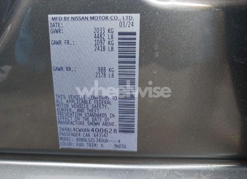 Photo 9 of 2024 Nissan Altima SR INTELLIGENT AWD (VIN 1N4BL4CWXRN400628)