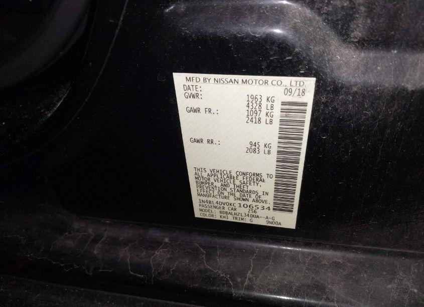 Photo 9 of 2019 Nissan Altima 2.5 SV (VIN 1N4BL4DV0KC106534)