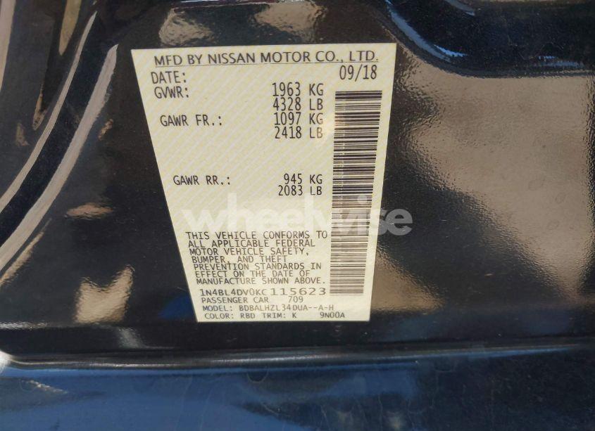 Photo 9 of 2019 Nissan Altima 2.5 SV (VIN 1N4BL4DV0KC115623)