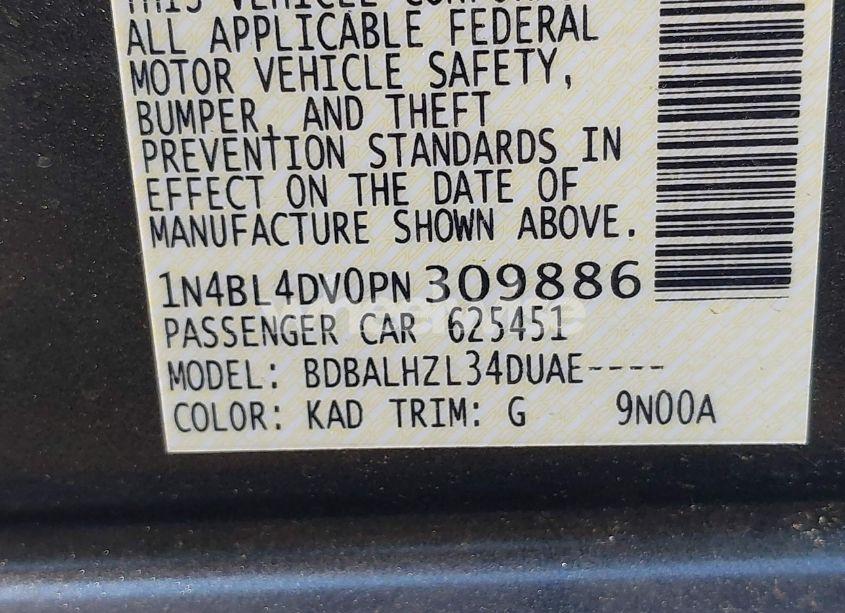 Photo 9 of 2023 Nissan Altima SV FWD (VIN 1N4BL4DV0PN309886)