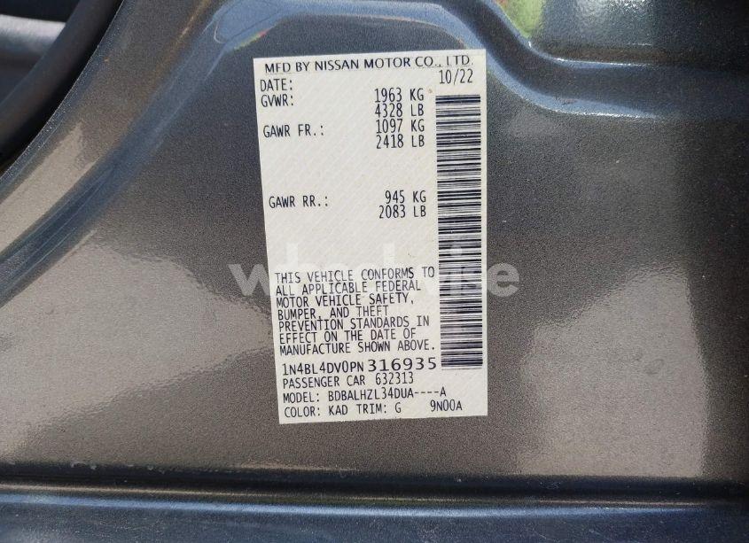 Photo 9 of 2023 Nissan Altima SV FWD (VIN 1N4BL4DV0PN316935)