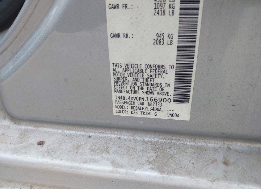 Photo 9 of 2023 Nissan Altima SV FWD (VIN 1N4BL4DV0PN366900)