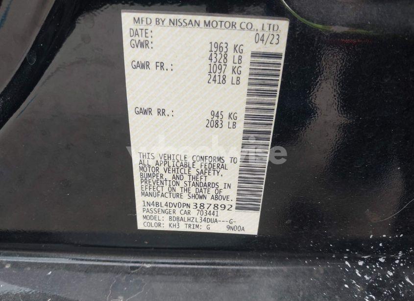 Photo 9 of 2023 Nissan Altima SV FWD (VIN 1N4BL4DV0PN387892)