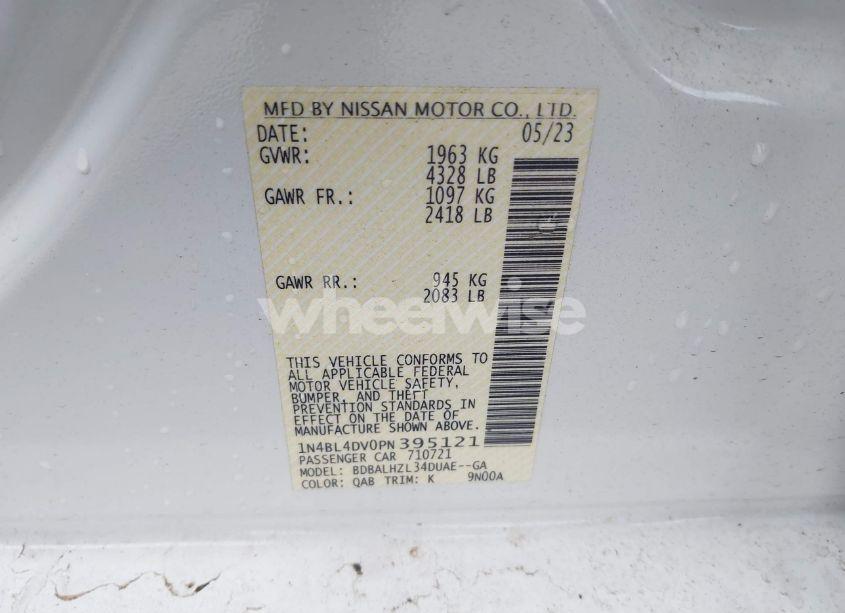 Photo 9 of 2023 Nissan Altima SV FWD (VIN 1N4BL4DV0PN395121)