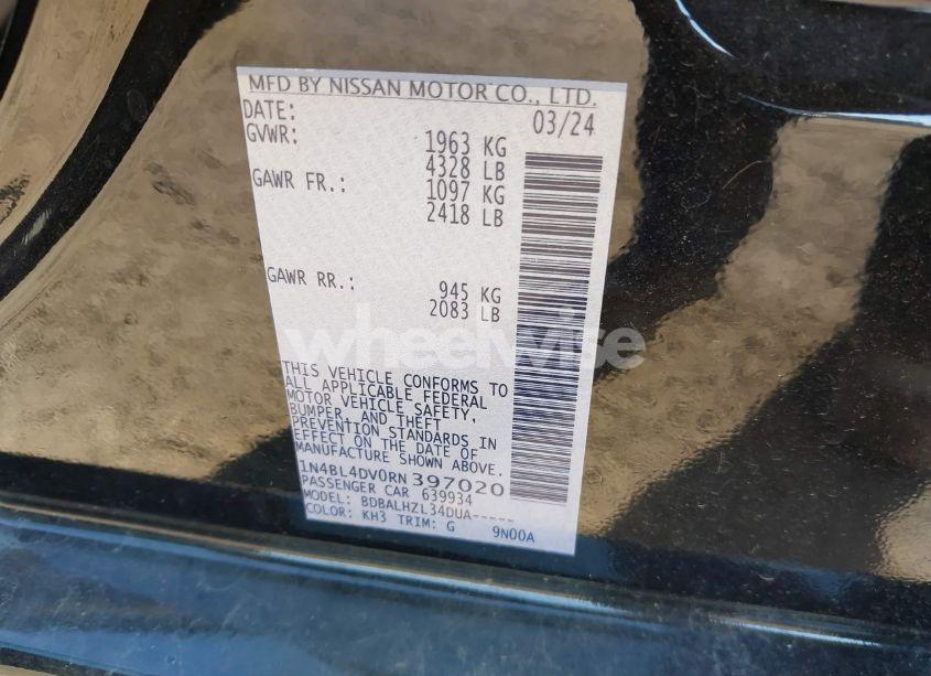 Photo 9 of 2024 Nissan Altima SV FWD (VIN 1N4BL4DV0RN397020)