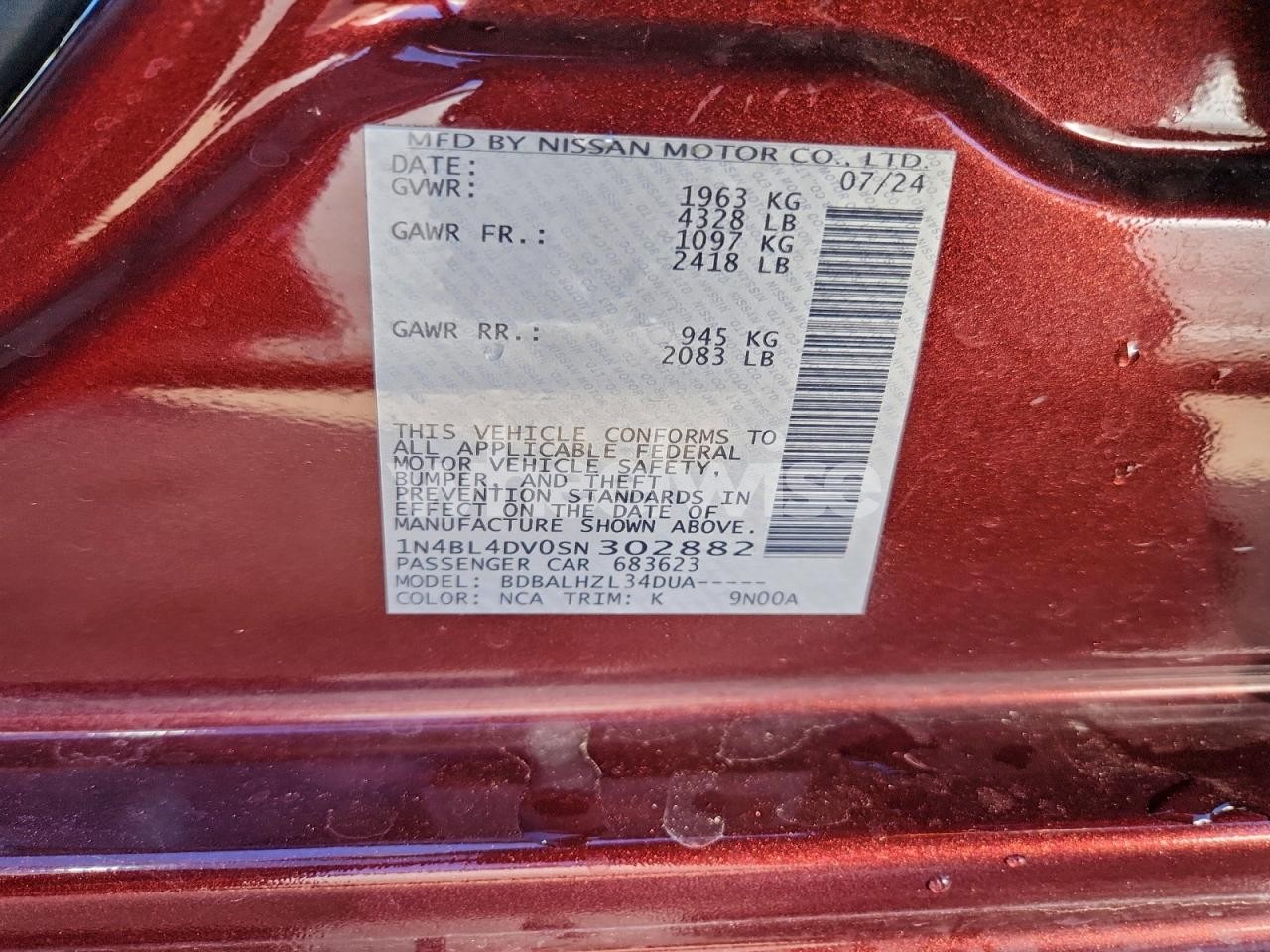 Photo 13 of 2025 NISSAN ALTIMA SV (VIN 1N4BL4DV0SN302882)