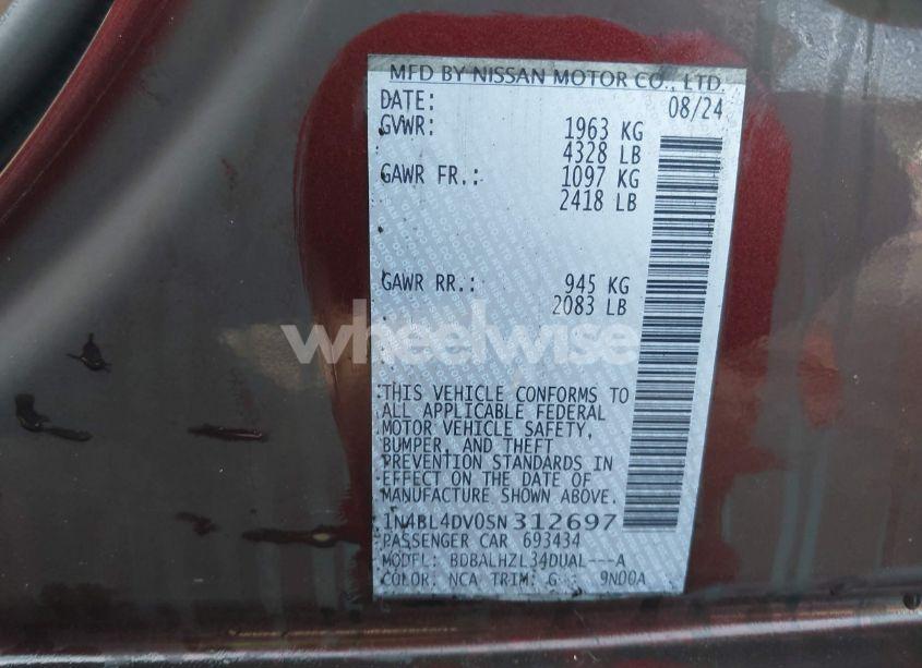 Photo 9 of 2025 Nissan Altima SV FWD (VIN 1N4BL4DV0SN312697)