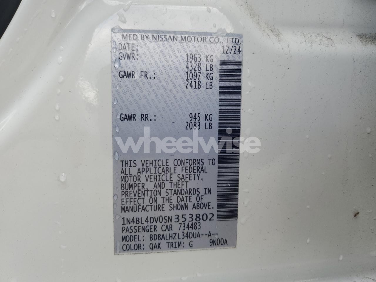 Photo 13 of 2025 NISSAN ALTIMA SV (VIN 1N4BL4DV0SN353802)