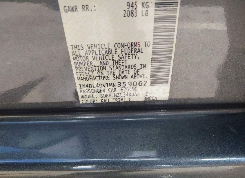 Photo 9 of 2021 Nissan Altima SV FWD (VIN 1N4BL4DV1MN359062)