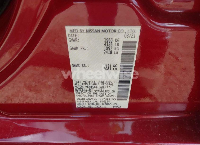 Photo 9 of 2021 Nissan Altima SV FWD (VIN 1N4BL4DV1MN379036)