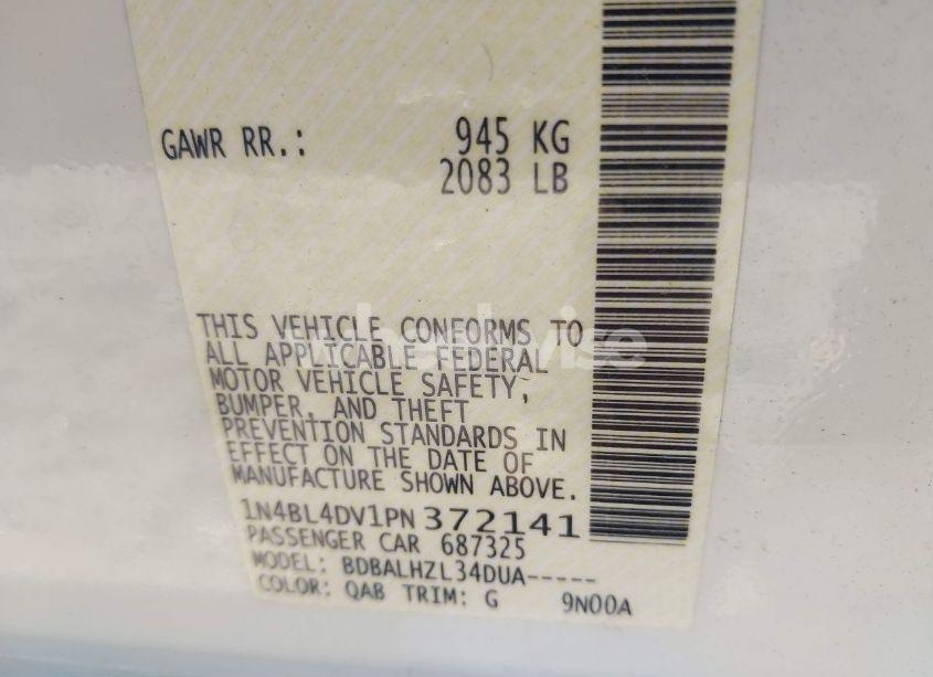 Photo 9 of 2023 Nissan Altima SV FWD (VIN 1N4BL4DV1PN372141)