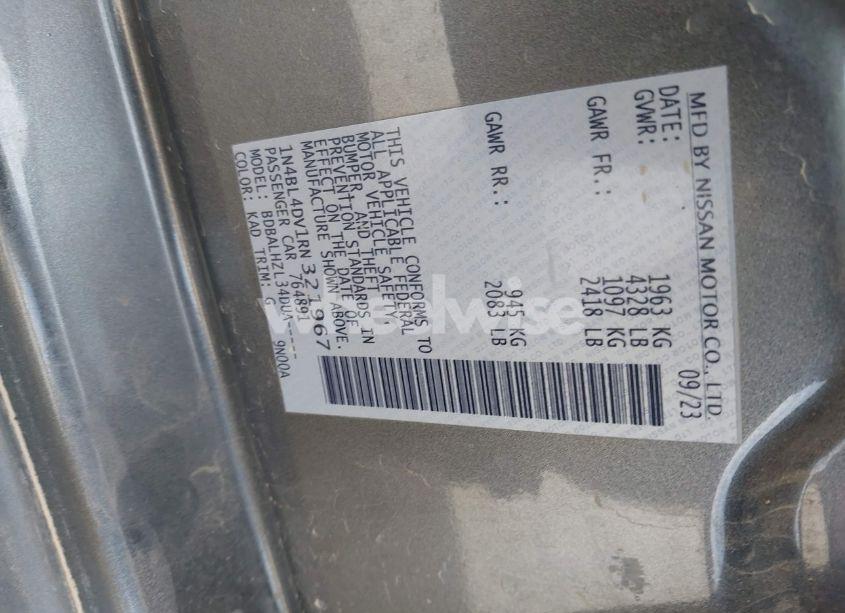 Photo 9 of 2024 Nissan Altima SV FWD (VIN 1N4BL4DV1RN321967)