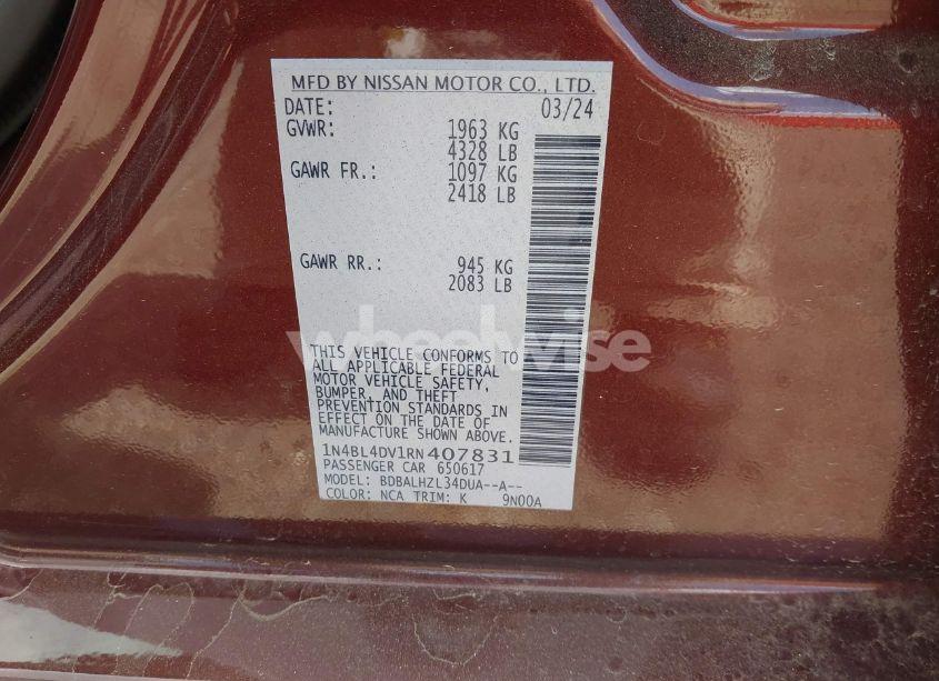 Photo 9 of 2024 Nissan Altima SV FWD (VIN 1N4BL4DV1RN407831)