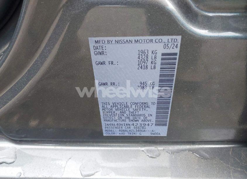 Photo 9 of 2024 Nissan Altima SV FWD (VIN 1N4BL4DV1RN423947)