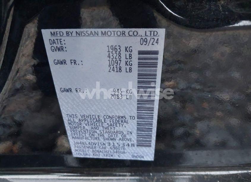 Photo 9 of 2025 Nissan Altima SV FWD (VIN 1N4BL4DV1SN315348)