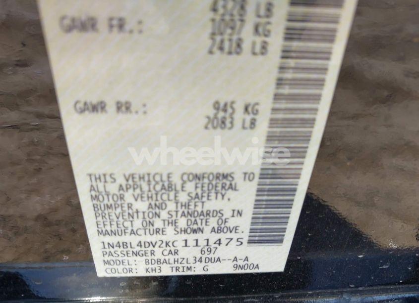 Photo 9 of 2019 Nissan Altima 2.5 SV (VIN 1N4BL4DV2KC111475)