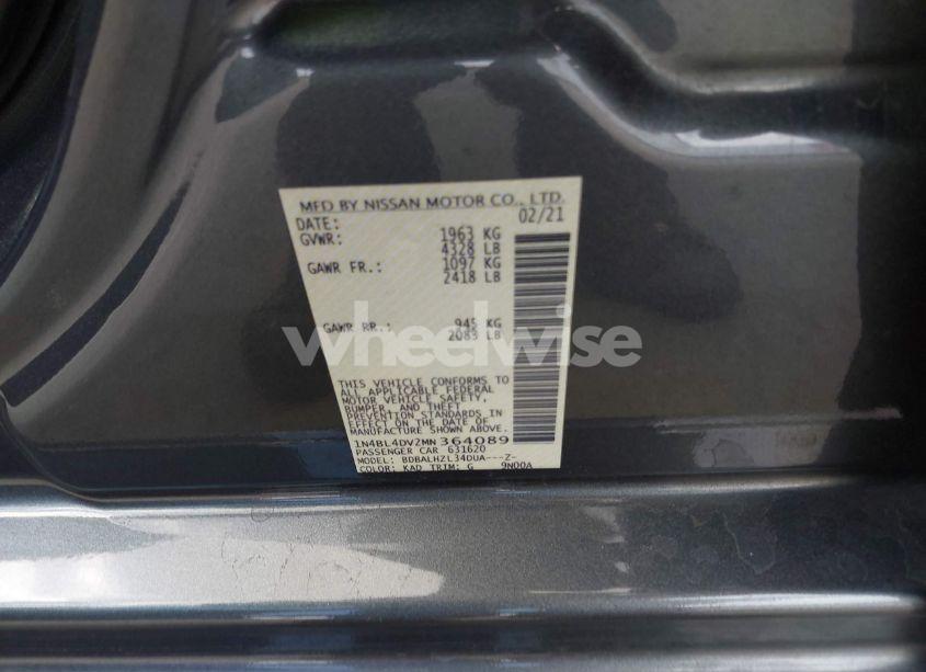 Photo 9 of 2021 Nissan Altima SV FWD (VIN 1N4BL4DV2MN364089)