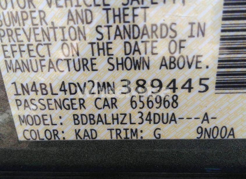 Photo 9 of 2021 Nissan Altima SV FWD (VIN 1N4BL4DV2MN389445)